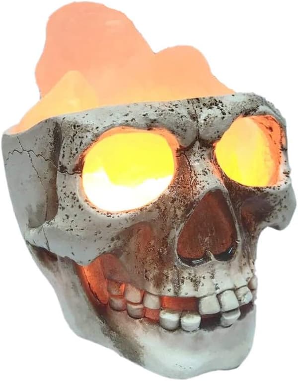 3D USB Dødningehoved Himalaya Saltlampe, LED Justerbar Dødningehoved Lampe med