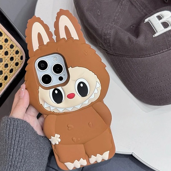 Labubu 3D Kawaii Monster Myk Silikon Telefondeksel for iPhone Kompatibel med iphone 16 promax