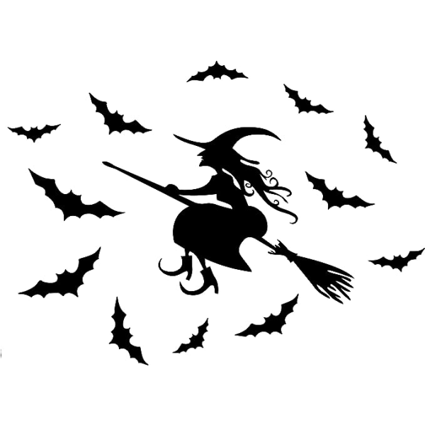 Halloween-heks og skumle flaggermus veggdekor - avtagbar vinylklistremerke