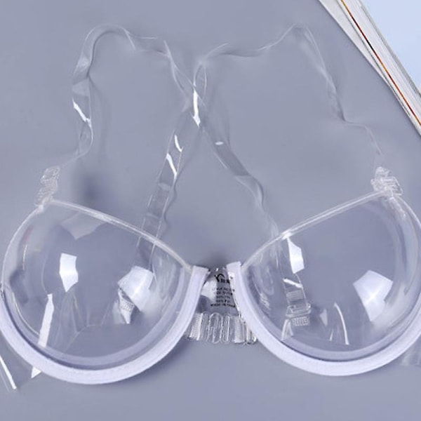 Sexiga kvinnor 3/4 kopp Transparent genomskinlig Push Up BH Ultratunn rem Osynlig BH Underkläder(34)