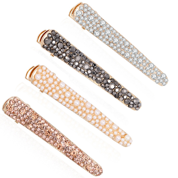 16 Stykker Perle Rhinestone Alligator Hårklemmer Andenebbklemmer Rhinestone Hårnåler Andenebb Hårspenner for Kvinner Jenter Hårstyling Verktøy Tilbehør