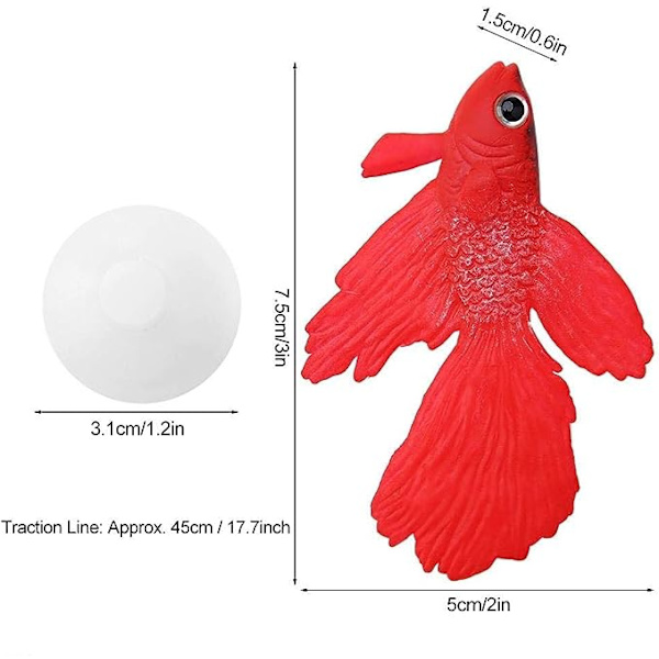 Falsk fisk, falsk konstgjord fisk akvarium fisk dekoration Fake akvarium konstgjorda prydnader Rolig silikon konstgjord fisk akvarium (röd Betta fisk)