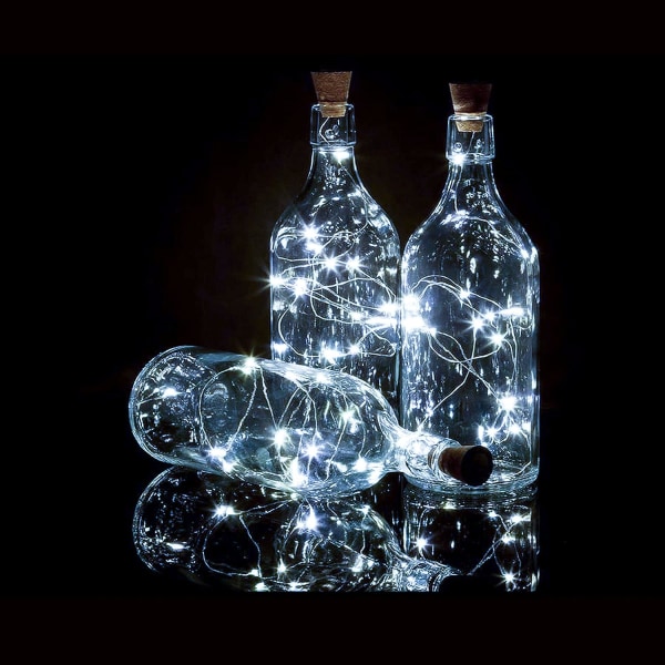 Flasklampor 12-pack 20 LED-lampor Korklampor för vinflaskor Batteri (ingår) Powered Fairy Mini String Lights för gör-det-själv-burkbelysning Inomhus sovrum Par