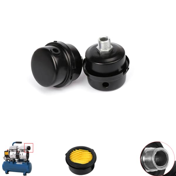 2 stk. 13 mm luftkompressordele Metal luftkompressor indsugningsfilter støjdæmper lyddæmper gevind sort