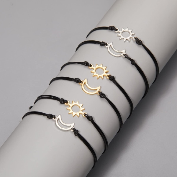 2st/ set Hjärta Sun Moon Charm Armband för Kvinnor Män Handgjorda flätade rep Justerbara armband Par Vänskap Smycken Present