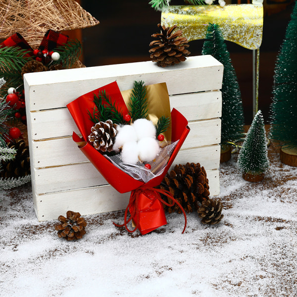 Åtta julbukett julklappsaskar med bomull tall frukt torkad blombukett jul äppellåda dekoration 18*10cm
