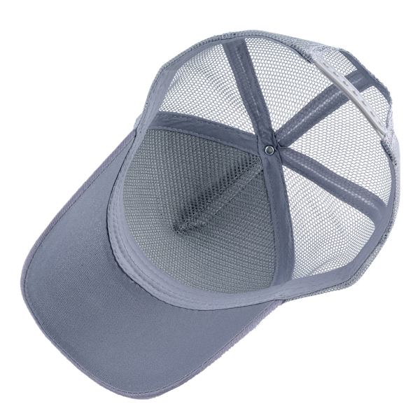 Unisex Baseballcaps med brodert dyremotiv, justerbar mesh snapback truckerhatt (grå)