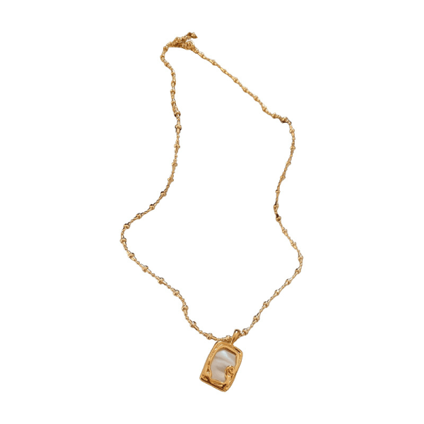 Riktigt guldpläterat fyrkantigt hänge oregelbunden kedja halsband mode temperament renässans van kedja nyckelbenet vintage halsband hona