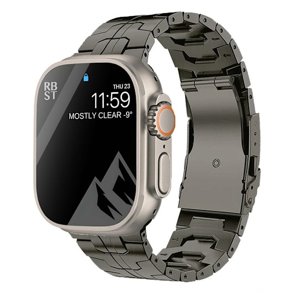 Yhteensopiva Apple Watch Ultra metalliranneke miesten ruostumattomasta teräksestä valmistettu ketjurannerengas iWatch 8 Ultra 38/40/41mm, 42/44/45/49mm, titaani pessimistic