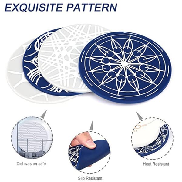 2 stk. kreative 10 cm silikone coaster runde bløde skridsikre h