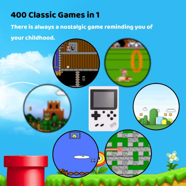 Inbyggd 400 klassiska spel Retro videospelskonsol barngåva vit