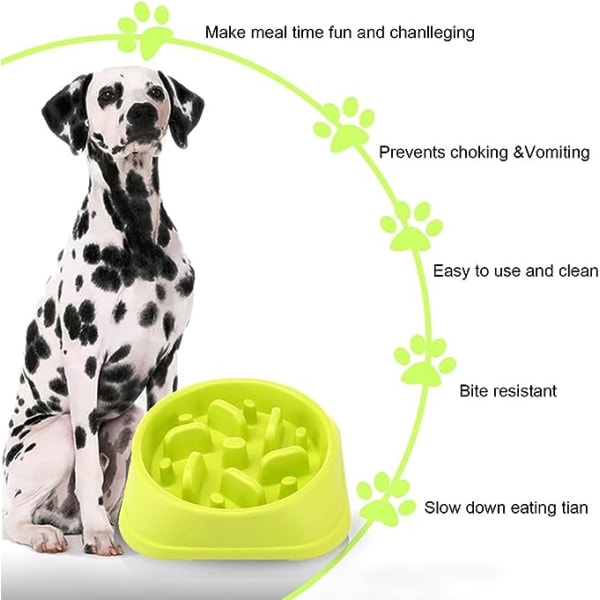 Langsom Foder Skål til Hunde Anti-Slip Design Sjov Interaktiv Fodring af Hunde (Grøn)