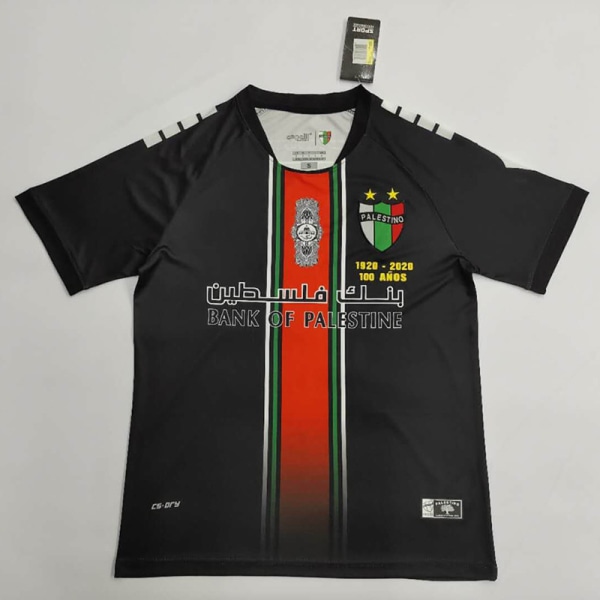 2024 Palestina Fotbollströjor Svart Center Stripe Fotbollströja Rättvisa Mars Fotboll Uniform Jersey Fotbollströja 100-årsjubileumsutgåva XL