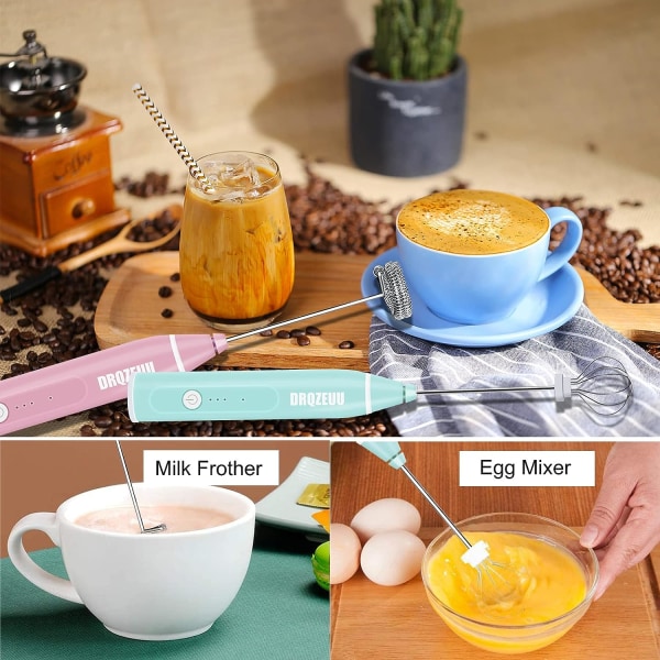 Bärbar mjölkskummare, Mini USB uppladdningsbar elektrisk skummaskin för Cafe Latte, 5 hastigheter, mixer för drycker
