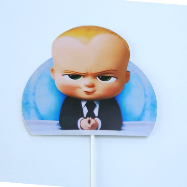 2 st Cartoon Boss Grattis på födelsedagen Cake Topper Söt Baby Boy Cupcake Toppers Baby Shower Pojkar Barn Födelsedagsfest Tårtdekorationer