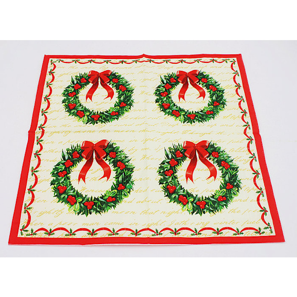 Julefrokostartikler Julekrans engangs papirserviet, jule- og nytårsfestdekorationer, 33 * 33 cm, 10 pakker (20 stk./pakke)