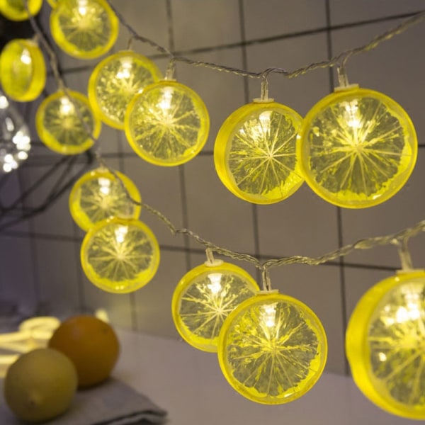 LED gul citronskiva liten lykta blinkande ljusslinga ljus