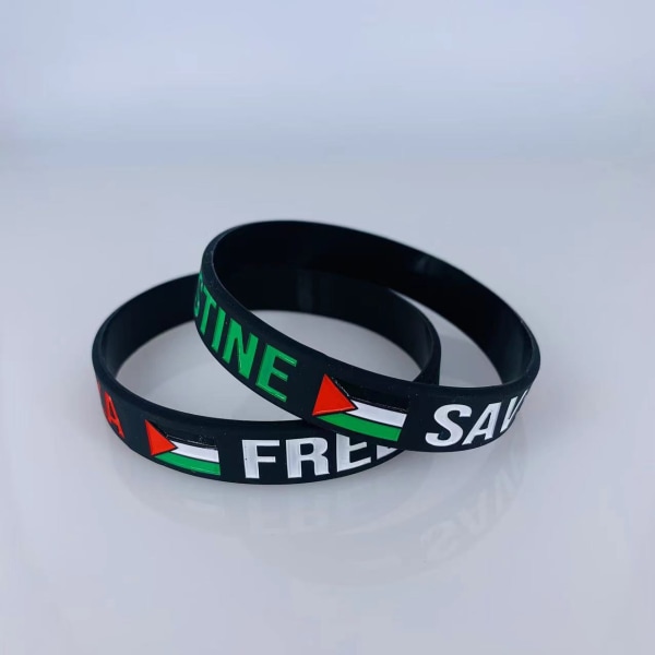 2PCS Spara Gaza Gratis Palestina Flagga Gummi Silikon Armband Unisex Armband Mode Manschett C