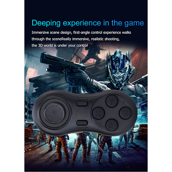 Bärbar Mini Bluetooth Controller Kompatibel VR Controller PC Gamepad Joystick Fjärrkontroll Fjärrkontroll Gamepad för Android/iOS/PC