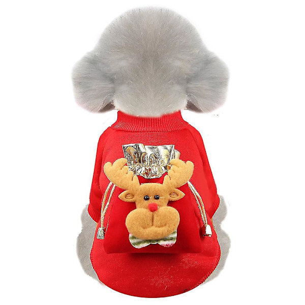 Kæledyrstøj Julehundetøj Kat Efterår Og Vinter Varm Fleece Sweater Elk(M)
