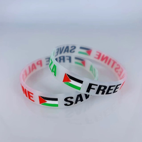 2PCS Spara Gaza Gratis Palestina Flagga Gummi Silikon Armband Unisex Armband Mode Manschett B