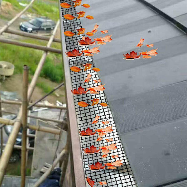 Bredd 16cm*Längd 600cm (skicka 15 spikar) rännskyddsnät i plast för att förhindra att löv eller skräp blockerar stuprör och dräneringsrör mesh g