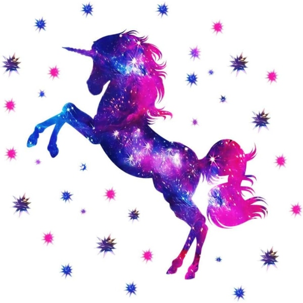 Starry Sky Unicorn Vinylväggdekal för barnrum