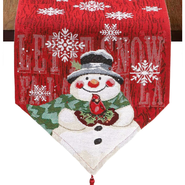 Snømann Julebordløper 33 x 183 cm Gårdshus Ferie Selskap Kommode Skap Spisebord Julebordløper Dekorasjon