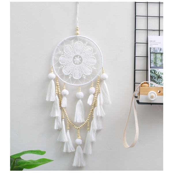 Dreamcatcher - Dreamcatcher Väggdekor med pompoms, Bohemian Macrame Dreamcatcher för flickrum - Kreativ gobeläng