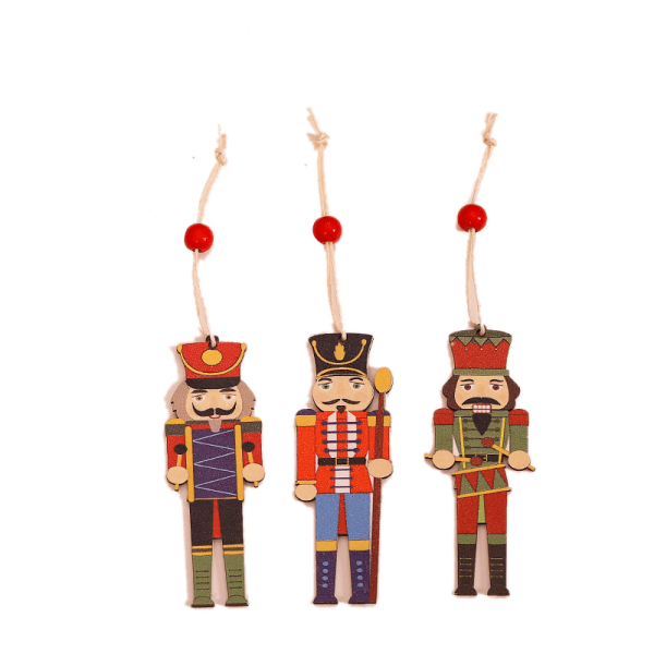 Dekorationer de Noël impression creative jolies noix soldats pendentifs en bois impression couleur accessoarer d'arbre de Noël