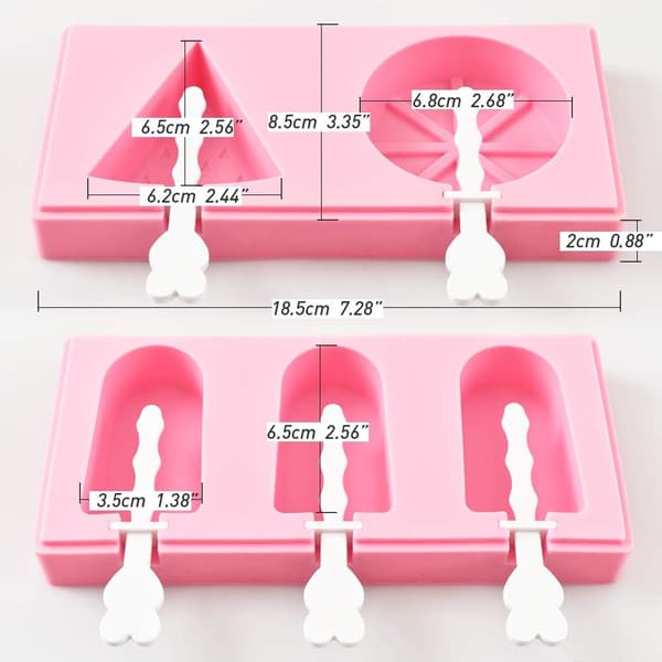 Set med 2 molds med lock och pinnar, klassisk form, vattenmelon, apelsin