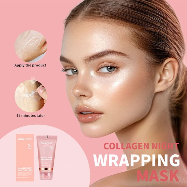 Lakerain-Collagen-Mask för förpackning över natten Elasticity Hydration Care Minskar slapphet