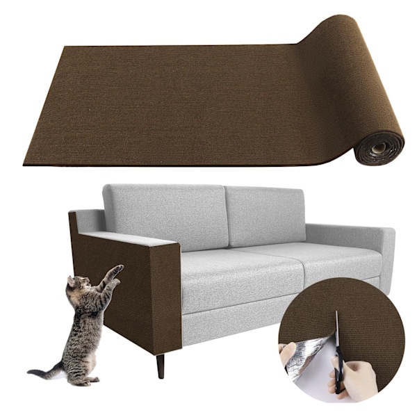 Selvklebende klorematte – klorematte for katter – individuelt tilskjærbar, beskytter sofamøbler og vegger, egnet for ulike møbler og vegger mørk curry 40cm*100cm