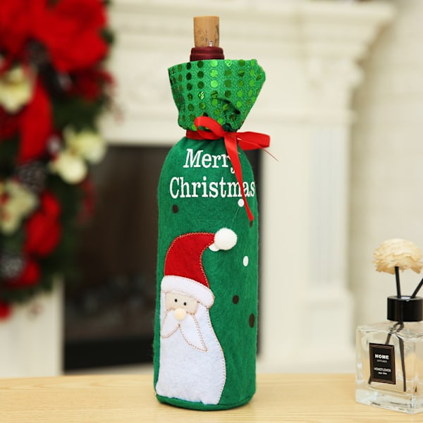 3 Juledekorationer Julemand Vinflaske Sæt Vinpose Gavepose Champagne Vin Sæt 30*12.5cm
