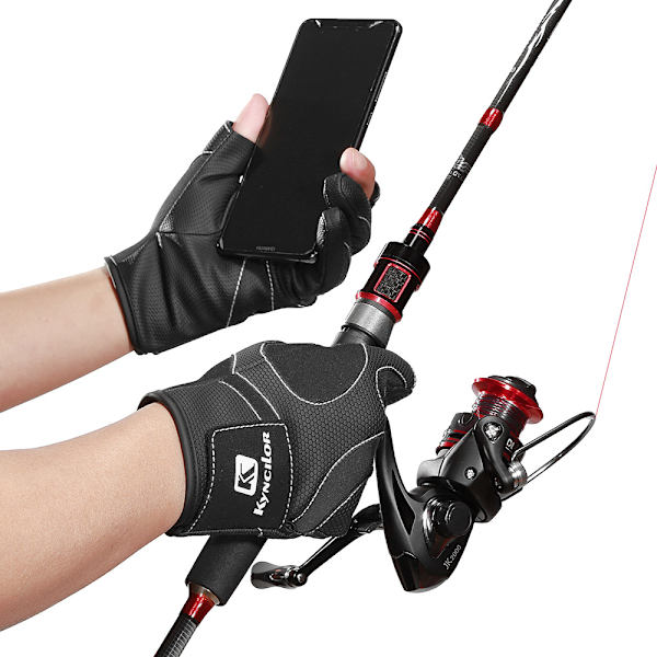 Herre Pro Climate Fiske Neopren Handsker & Gummi Greb Foldbar Finger/sort-L
