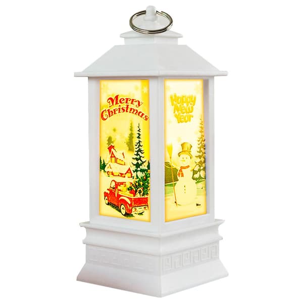 Julelykt Lysestake Lampe Nattlys, hvit snømann
