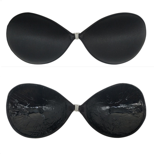 Osynliga silikonbh-klistermärken Push Up-bh-kudde bröstklistermärke Rygglös självhäftande bh-klänning Axelbandslös bh (svart-C)