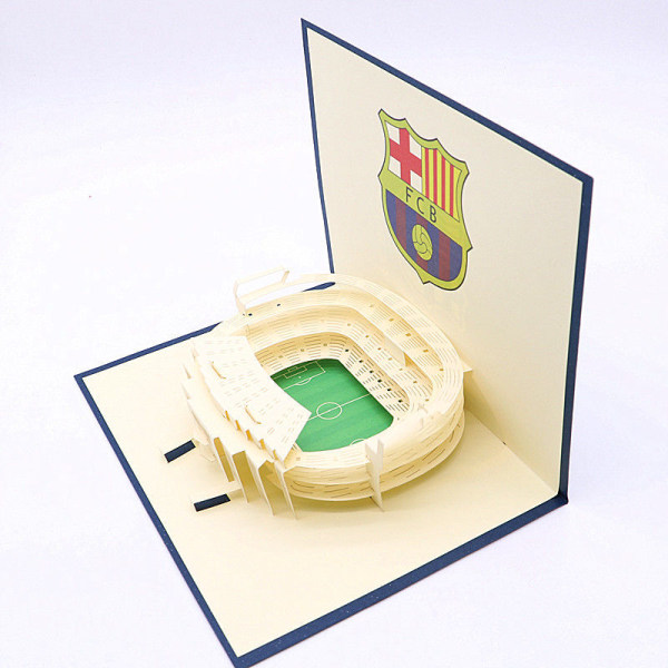 Fotboll Handgjort 3D Pop Up-kort, Fotboll Pop Up-kort, Födelsedagskort, Jubileumskort, Fars Dag-kort, Sportkort, för Män, Pappa, Son（FC Barcelona） blå