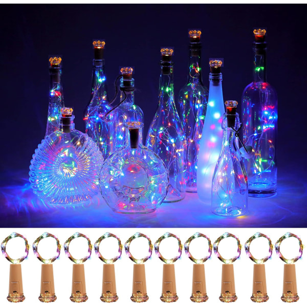 Vinflasklampor med kork 10-pack Fairy batteridrivna minilampor Diamantformade LED-korklampor för vinflaskor Gör-det-själv-festdekor julhall
