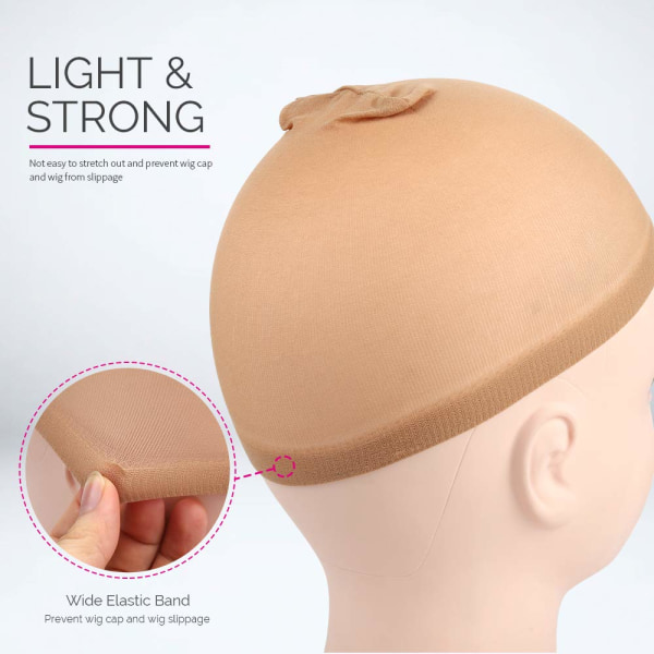4 stycken Ljusbrun Strumpa Peruk Kepsar Stretchy Nylon Peruk Kepsar för kvinnor