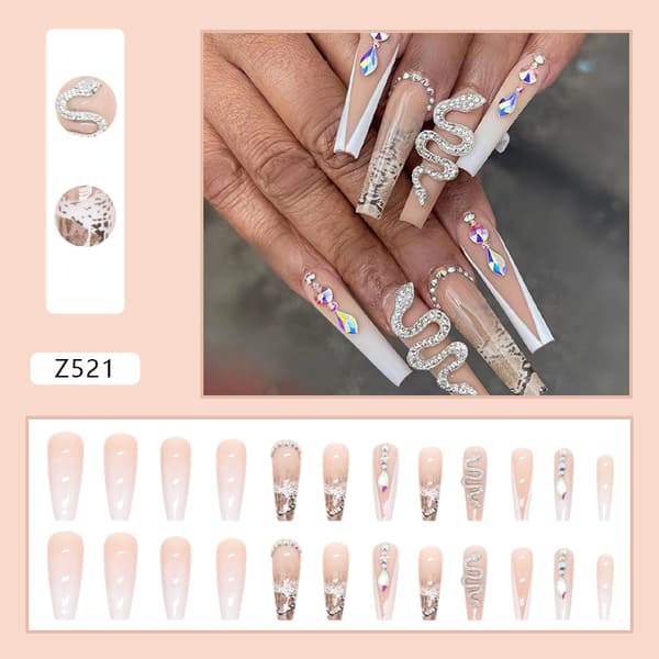 Mode lange ballet løsnagler frisk gradient glitter pulver manikyr bære rustning