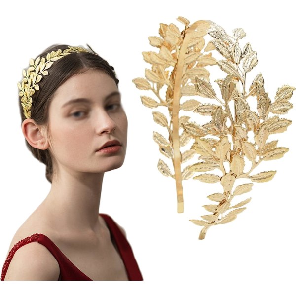 Goddess Crown, Leaf Pannband, Gold Wedding Pannband, Goddess Headpiece, Används för brudsmycken, Gold Leaf Headdress, 13x6,7x15cm (guld)
