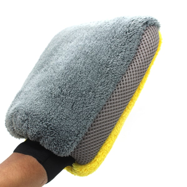 1 par biltvättshandskar superfin fiber korall sammet rengöringsverktyg tjock trasa bilvård dubbelsidiga handskar rengöringshandskar