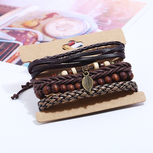 Retro enkelt flätat läderarmband punkarmband DIY läderarmband för män