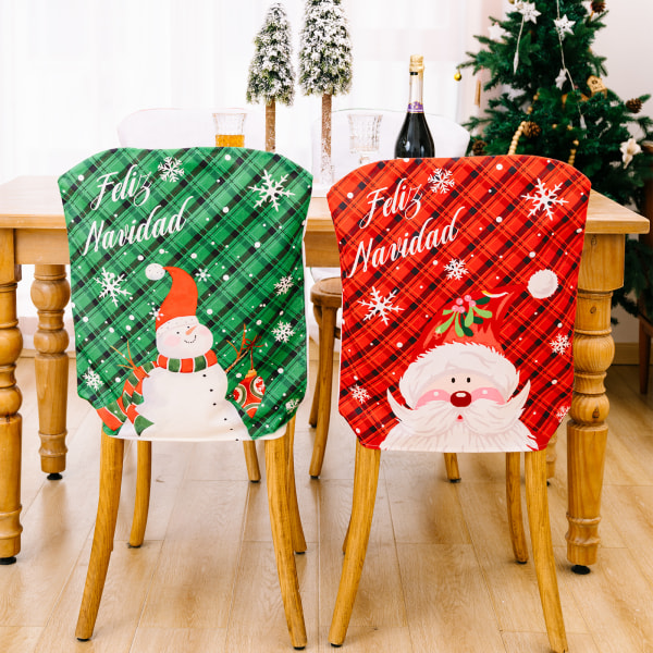 2 Nya Julstolsöverdrag Röda och gröna Snöflinga Stolsöverdrag Snowman Stolsöverdrag Old Man Stolsöverdrag Hem Atmosfär Dekoration Stolsöverdrag 45