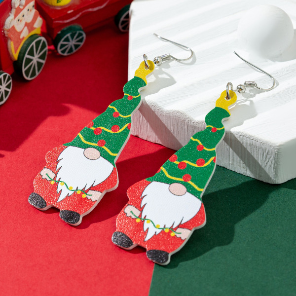 5 par olika stilar Christmas Elf Dwarf Läderörhängen Star Snowflake Örhängen Semesterdekoration