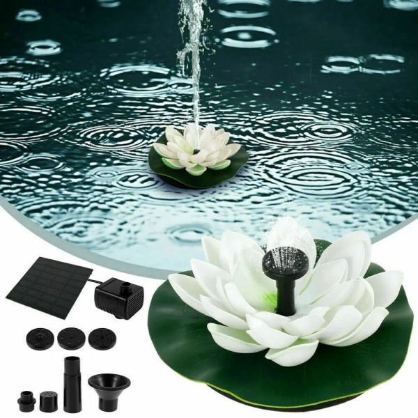 Mini soldriven lotusfontän dekorativt vattenfall soldriven utomhus trädgårdsvattenfontän för badrum vit