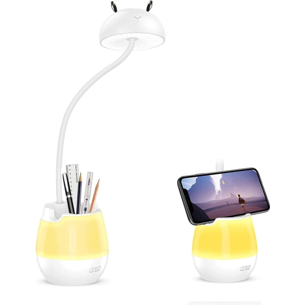 2 i 1 LED Skrivebordslampe + Nattlys, 5 Lysstyrkenivåer