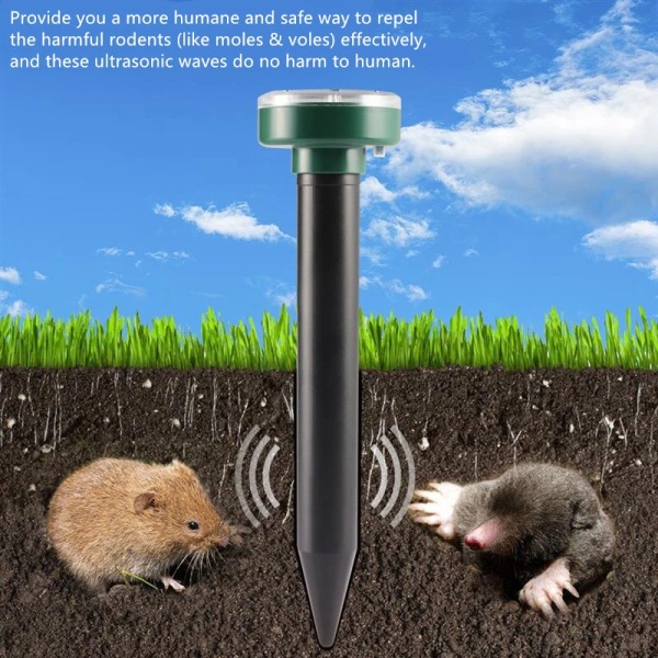 Ultralyd Solenergi Dyr Vandtæt Afvisende Til Udendørs Skadedyr Gnavere Gopher Afskrækkende Mulvarp Slange Chaser
