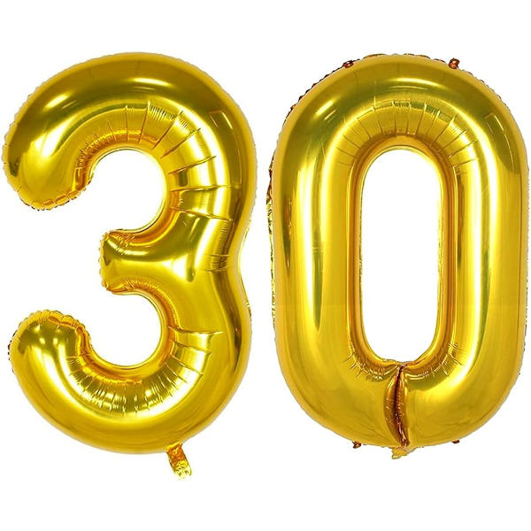 30 års jubilæumsdekoration, festballoner 30 års nummerballoner nummerballoner til 30-års bryllupsdag fødselsdagsfest dekoration helium
